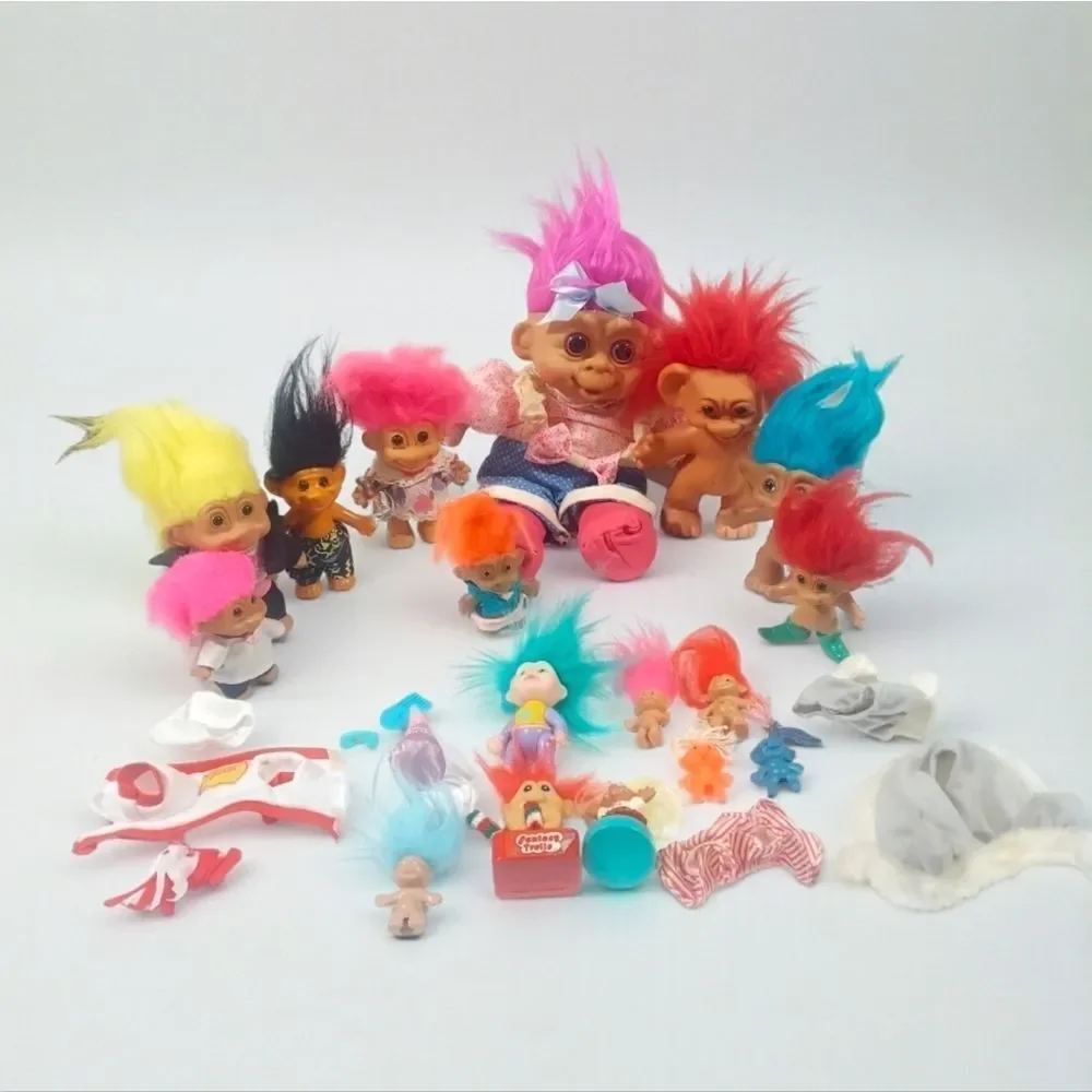 Vintage Troll Dolls Lot - Russ Hasbro Various Sizes 15 Figures + Accessories